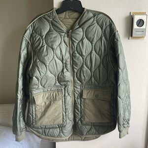 Green Zara reversible padded liner jacket